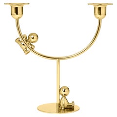 Ghidini 1961 Omini the Lazy Climber Candlestick in Brass by Stefano Giovannoni
