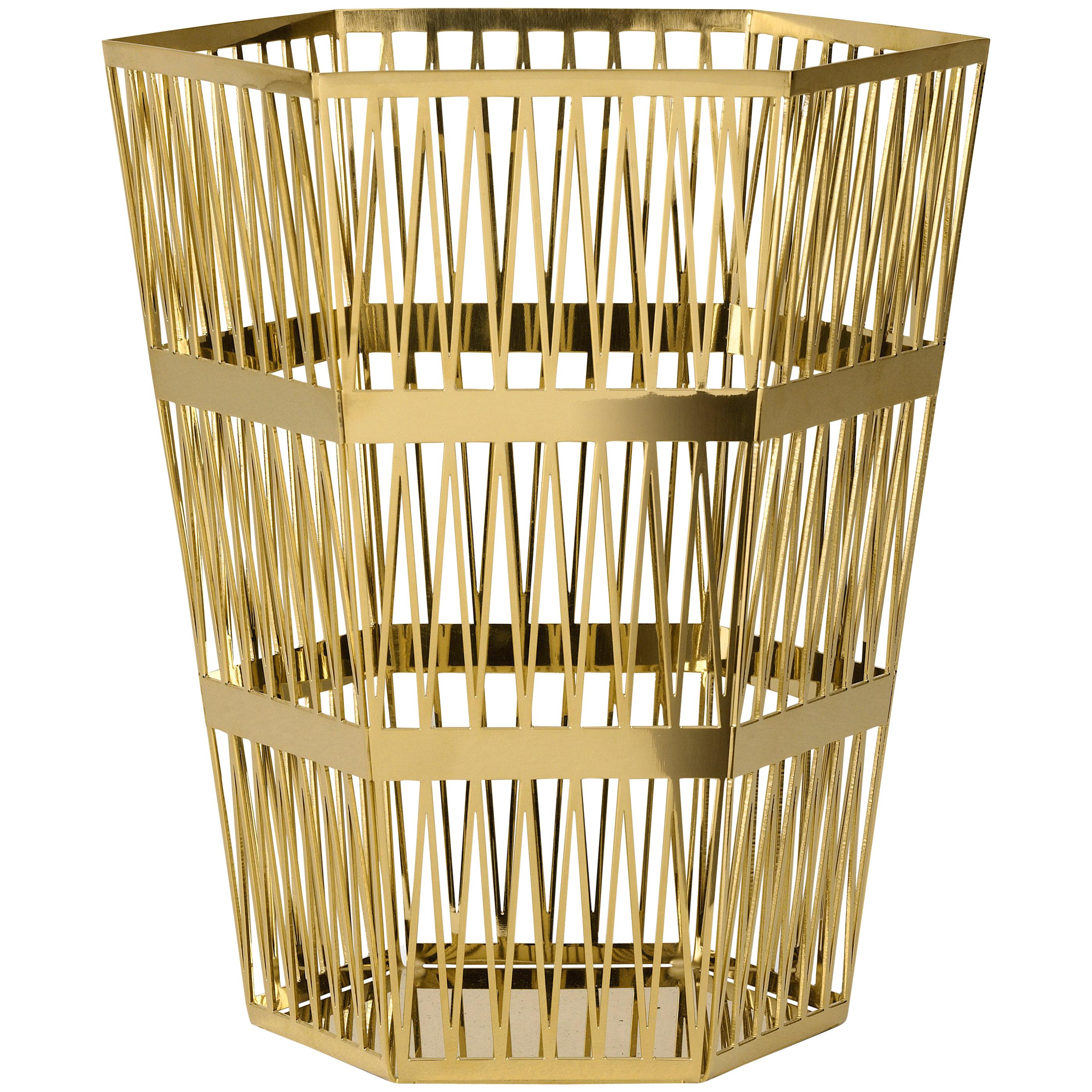 Ghidini 1961 Tip Top Large Paper Basket in Gold by Richard Hutten For Sale