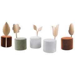 "Giardino Botanico" Pouf Chair 'Velvet and Brass'