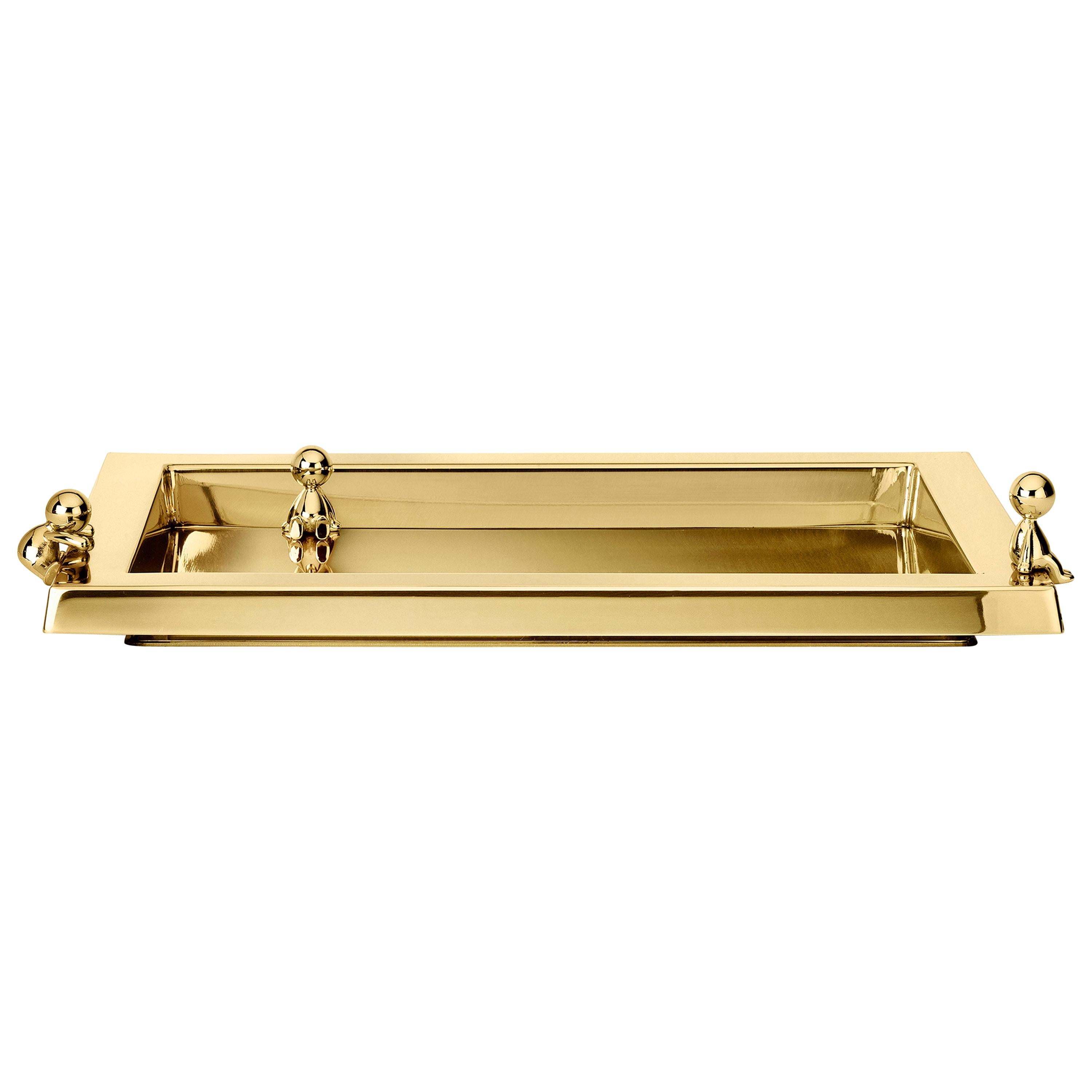 Ghidini 1961 Omini Serving Tray in Gold by Stefano Giovannoni