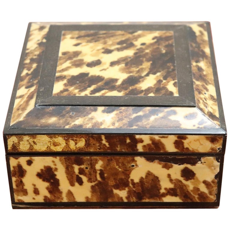 20th Century Italian Wooden Object Box with Tortoise Decoration at 1stDibs