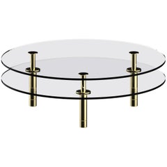 Ghidini 1961 Legs Round Coffee Table in Brass and Crystal by Paolo Rizzatto
