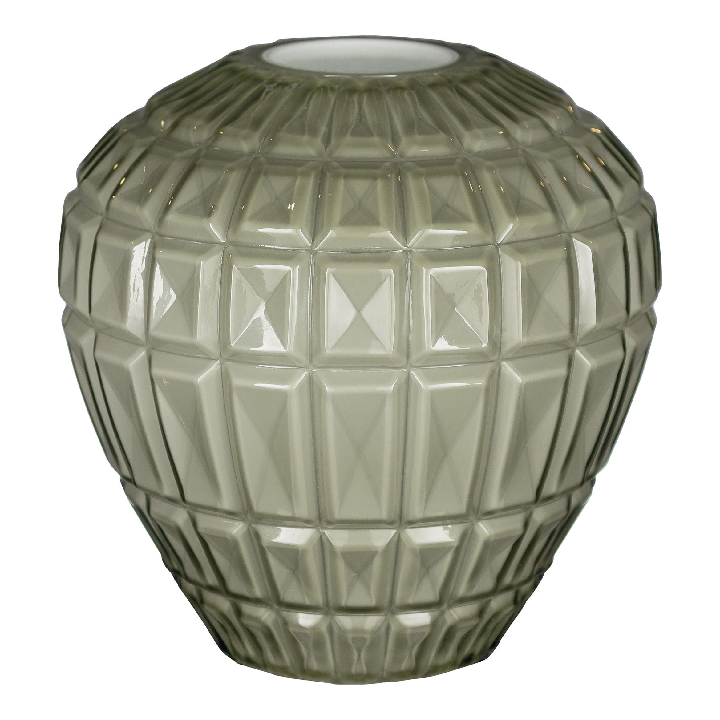 Vase Marostica Multifaceted, Muranese Glass, Gray Color, Italy