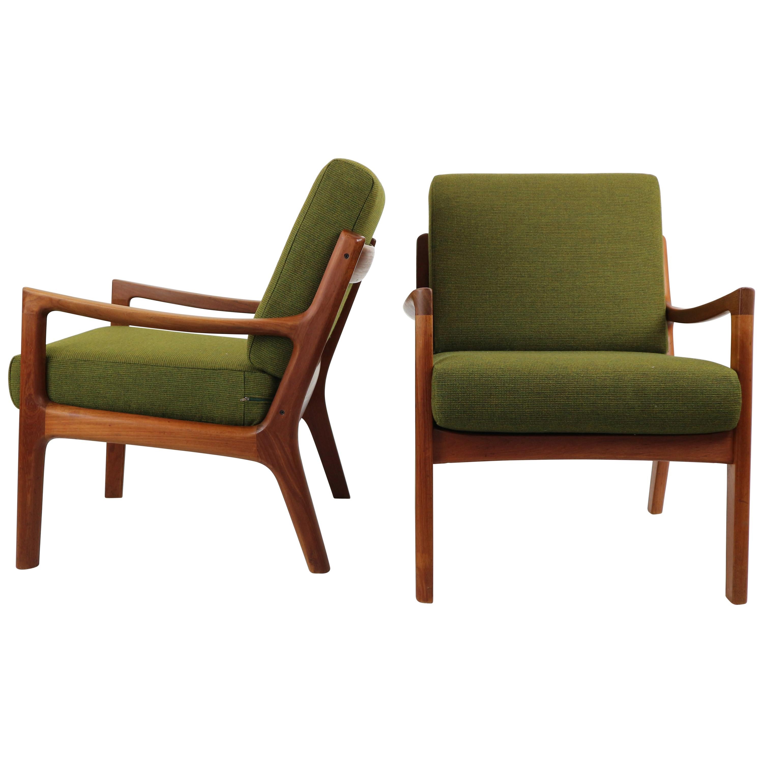 Pair of Ole Wanscher Senator Lounge Chairs, Model 169, Denmark, 1950s