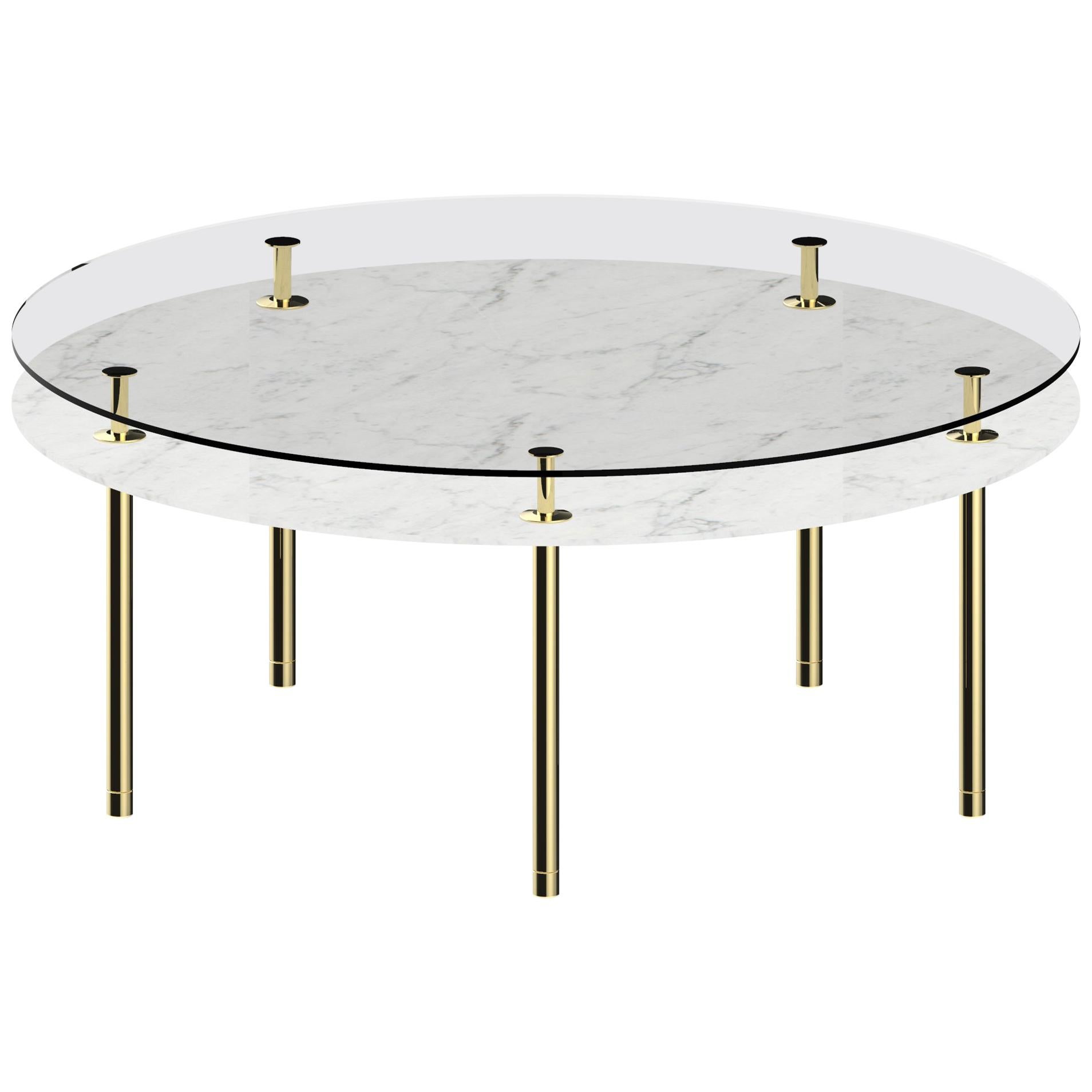 Ghidini 1961 Large Legs Round Table in Carrara White by Paolo Rizzatto For Sale