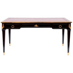 Antique Sormani, Louis XVI Style Black Lacquered and Gilt Bronze Desk, 1914-1934