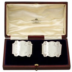 Antique Art Nouveau Style Boxed English Sterling Silver Napkin Rings