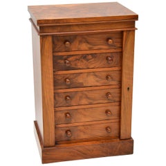 Antique Victorian Miniature Walnut Wellington Chest of Drawers