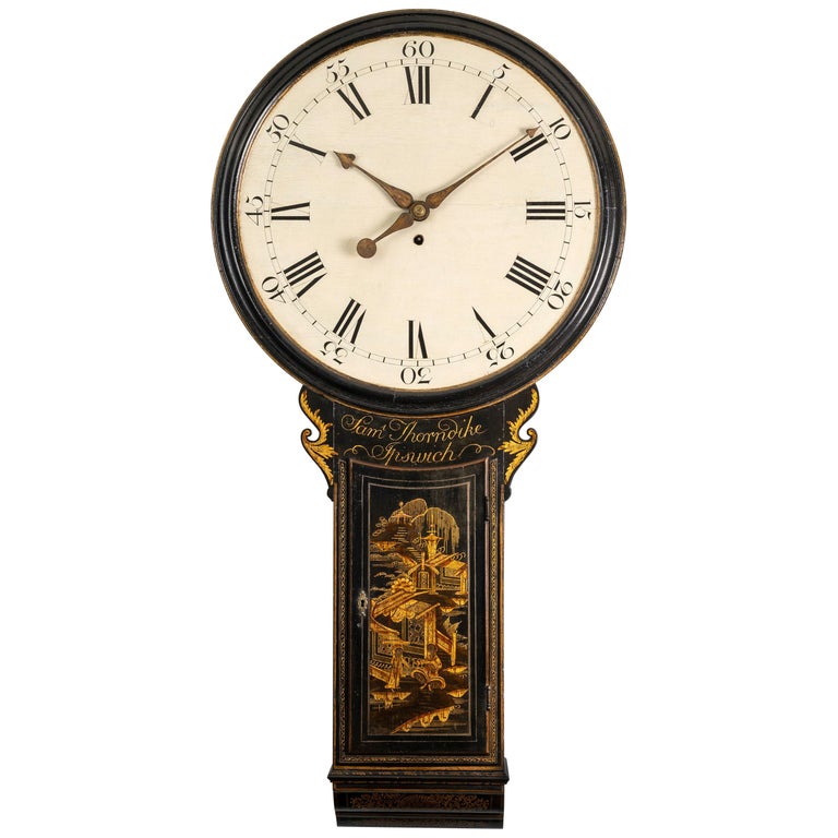 18th Century Antique Chinoiserie Tavern Clock by Samuel Thorndike of Ipswich For Sale