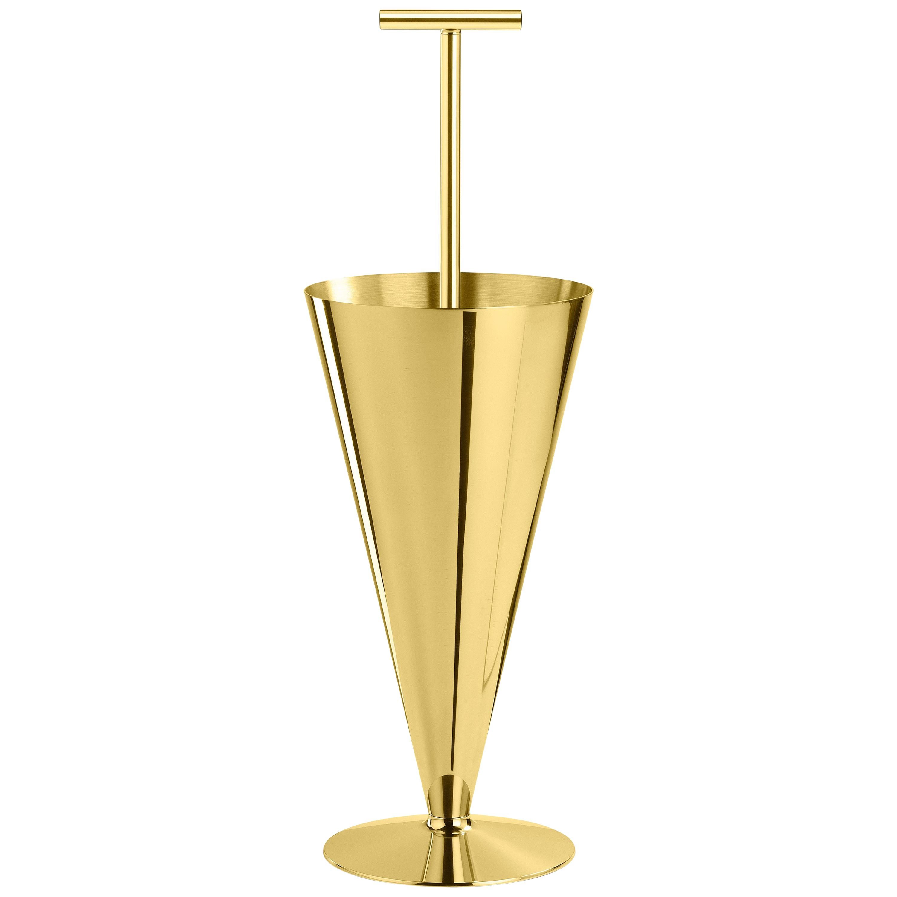 Ghidini 1961 Tumbrella Umbrella Stand in Glossy Brass by Richard Hutten For Sale