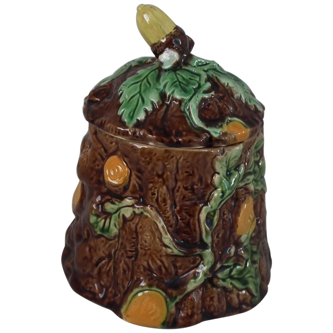 Majolica Oak and Acorn Pot and Cover