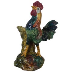 Jerome Massier Majolica Cockerel/Rooster Figural Vase