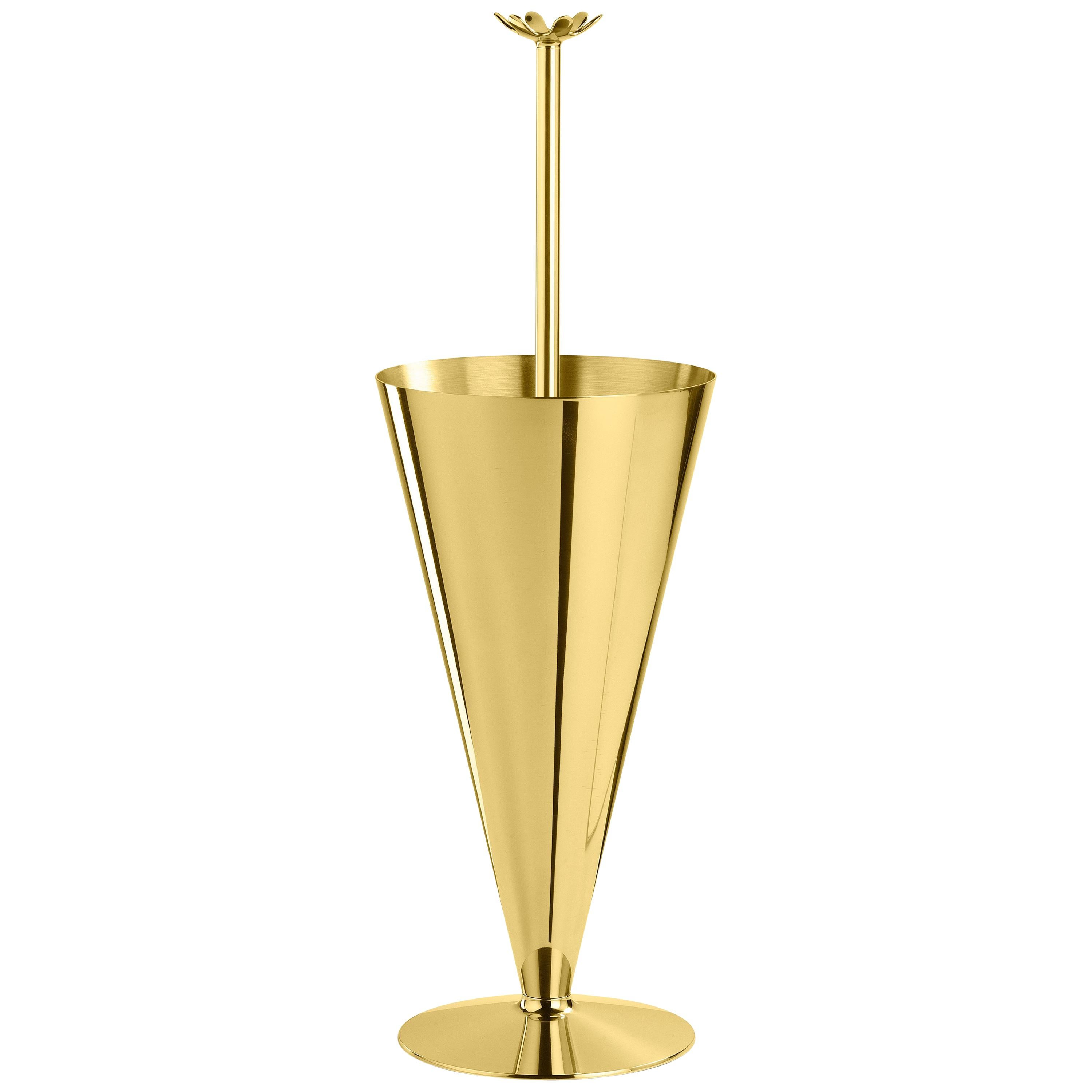 Ghidini 1961 Butler Umbrella Stand in Glossy Brass by Richard Hutten
