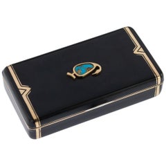 Vintage Cartier 18-Karat Gold and Enamel Turquoise Set Vanity Case, circa 1920