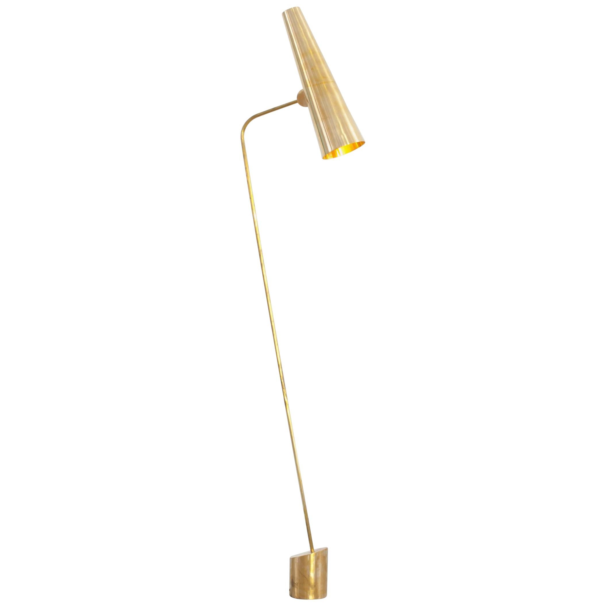 Handmade Brass Floor Lamp Model "Tozzo" designed by Claudio Brocchini For Sale