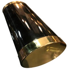Gabriella Crespi Black Lacquered and Brass Hinged Oval Box
