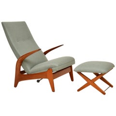 Vintage 1960s Rock ‘n’ Relax Armchair and Stool by Rastad & Relling for Gimson Slater