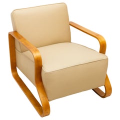 Alvar Aalto Beige Leather Armchair, Model 44, Designed 1931-1932