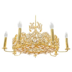 Midcentury Jeweled Crystal Chandelier by Palwa 'Palme & Walter', 1960s
