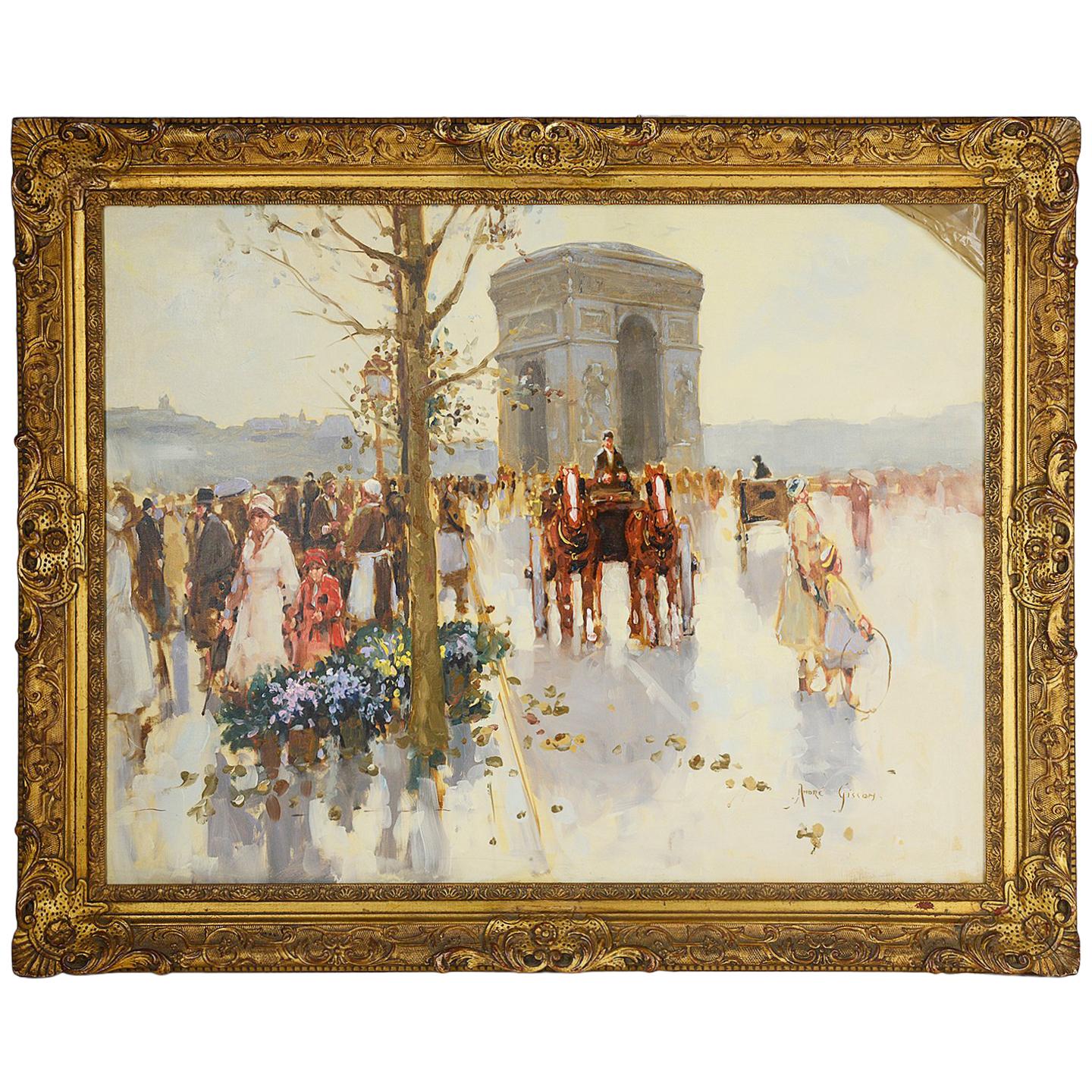 Andre Gisson Oil on Canvas of the Arc de Triomphe