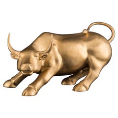 Wall Street Bull Big in Ceramic, Matt Gold 24K, Italy