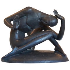 "Zusammenbruch" ( Breakdown ), Male Nude Bronze by Gerhard Schliepstein