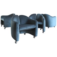 Eugenio Gerli para Tecno Sillones acolchados italianos de mediados de siglo Serie 142