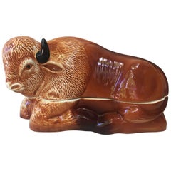 Majolica Bison Tureen Caugant, circa 1950