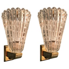Pair of Barovier and Tosa "Bullicante" Glass Wall Sconces