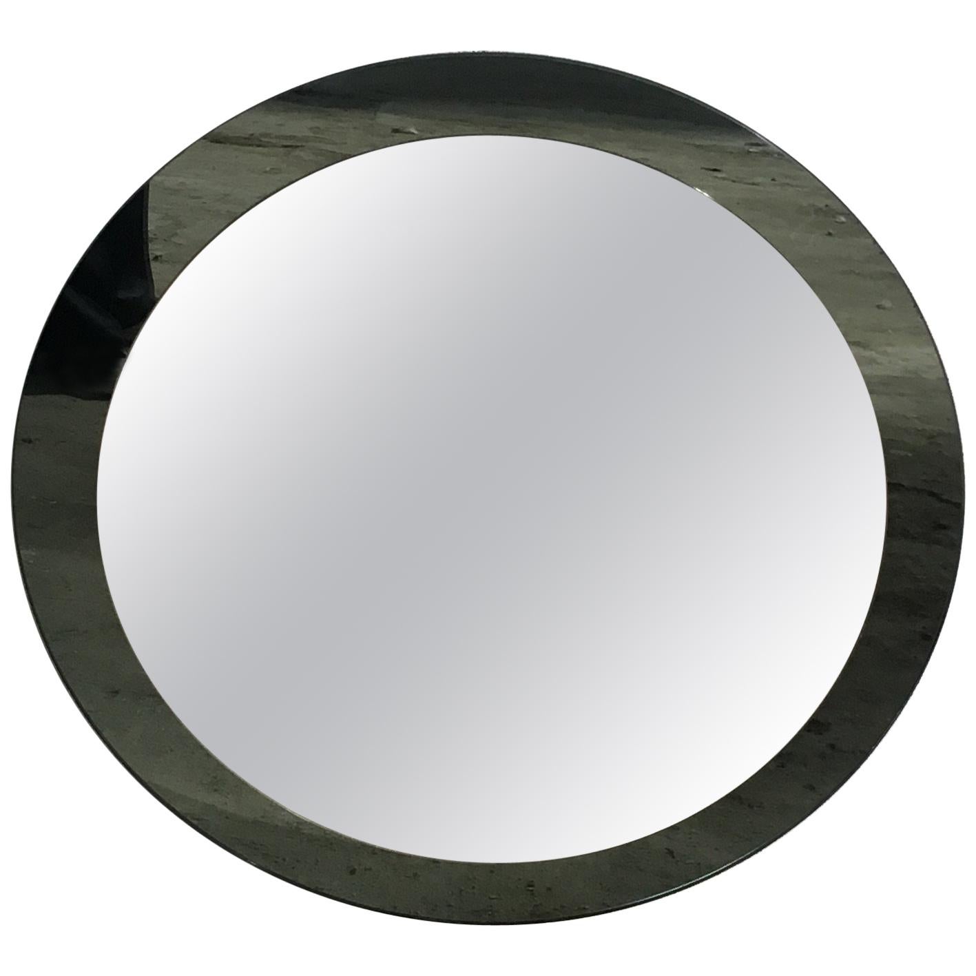 Mid-Century Modern Italian Circle Glass Framed Mirror in the Style of M. Ingrand