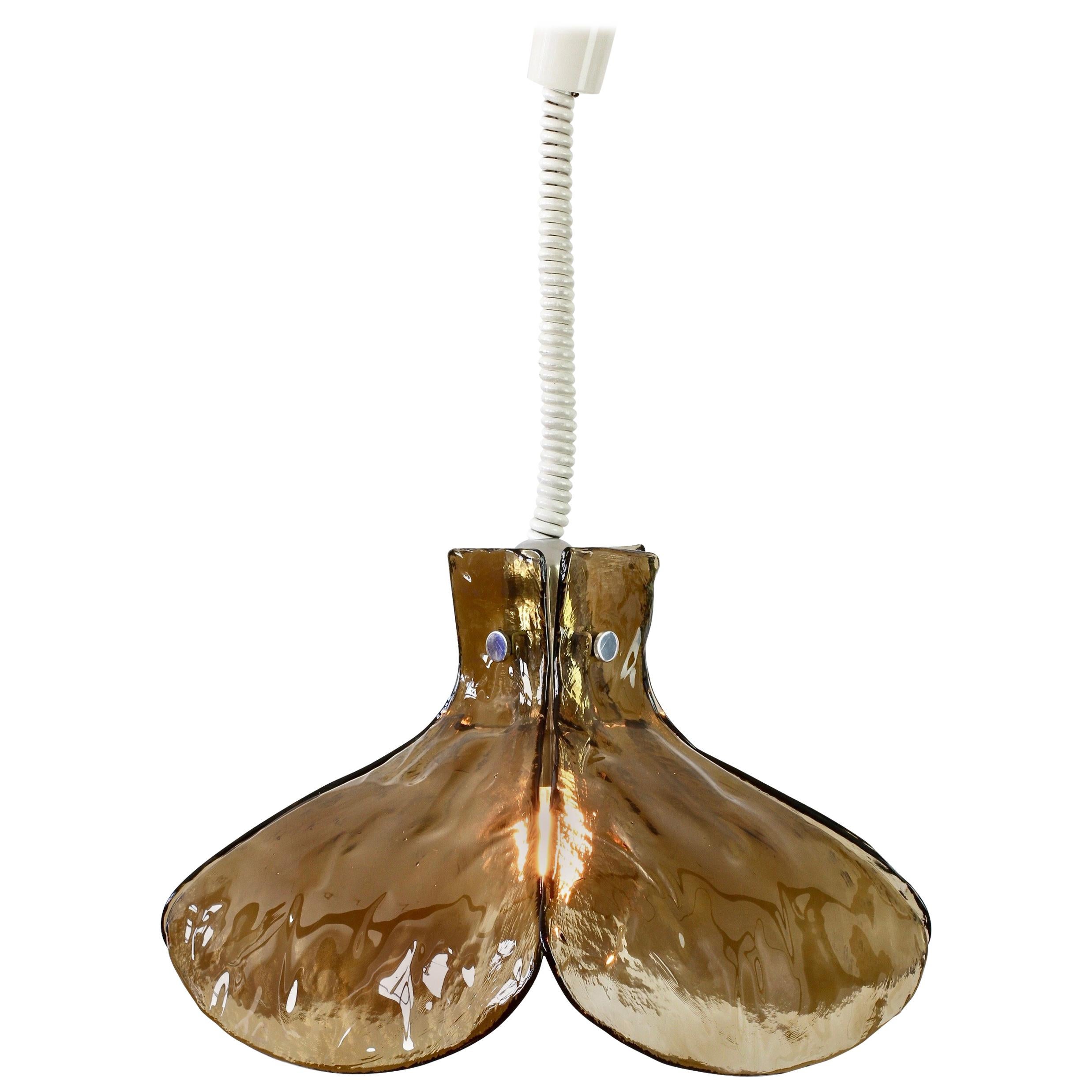 Mid-Century Kalmar 'Flower' Petal Mazzega Toned Glass Pendant Light, 1970s For Sale