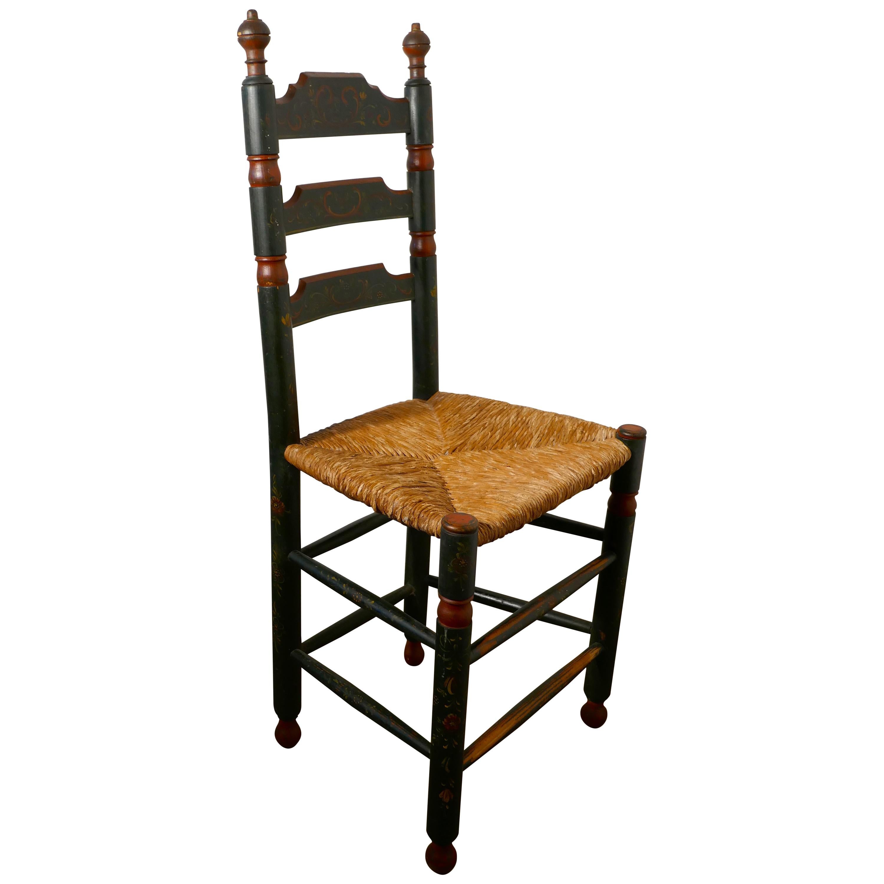 Painted Folk Art European LadderBack Chair at 1stDibs painted ladder
