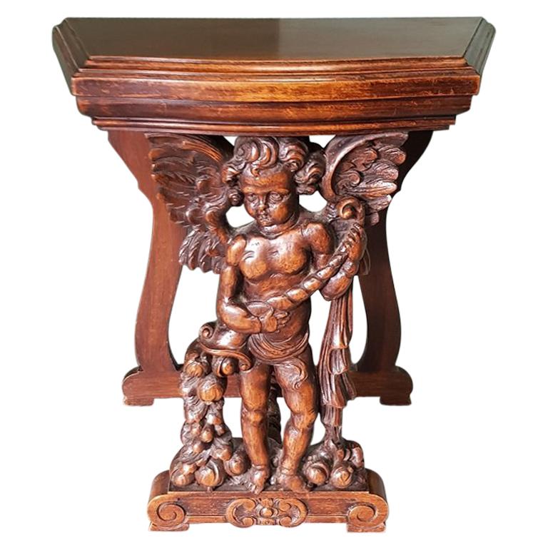 Antique style Small Hall Table with a Carved Angel