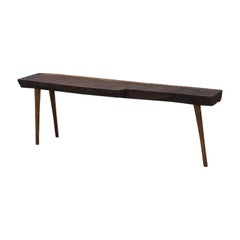 Contemporary Brutalist Style Small Table or Bench #8 in Solid Oak