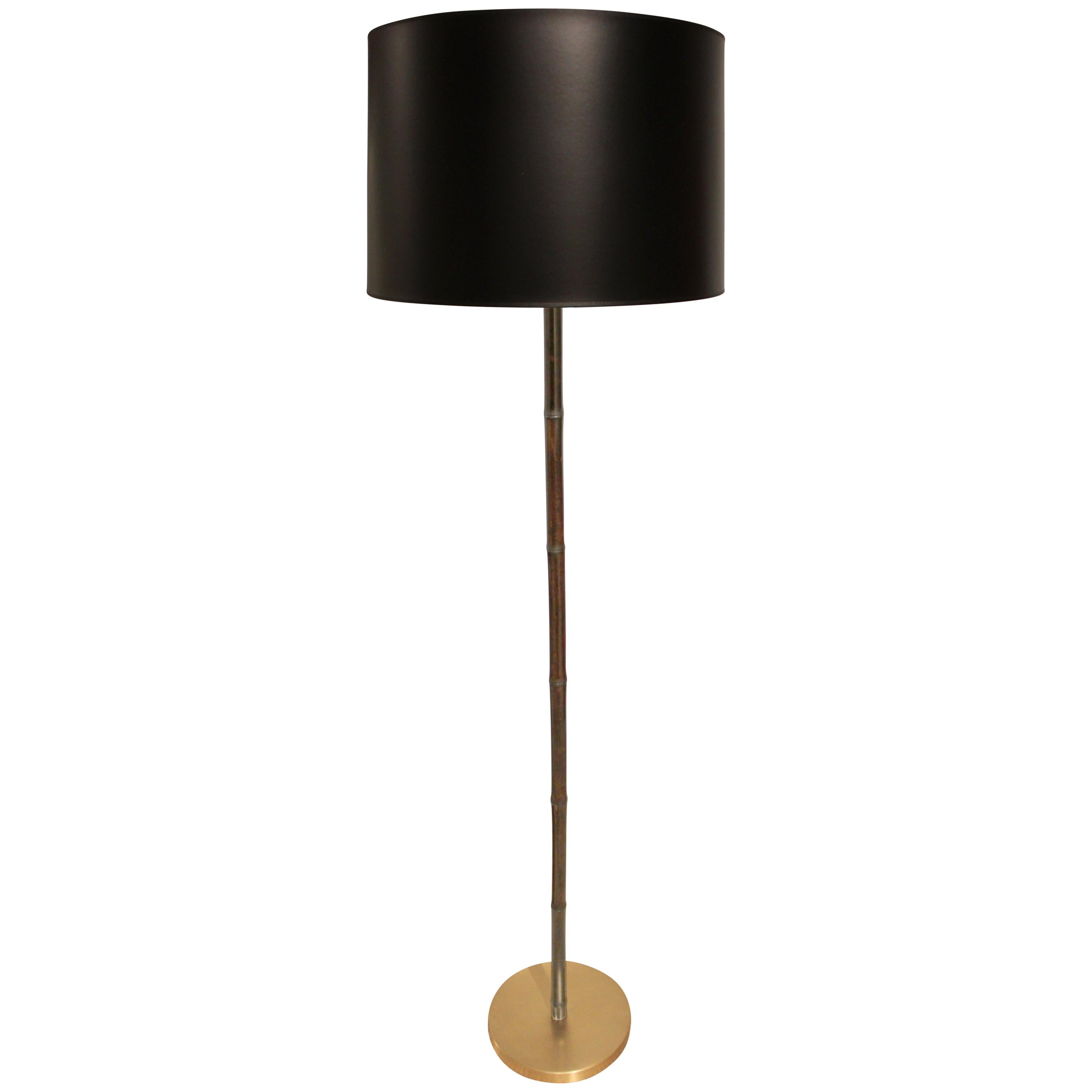Bamboo Floor Lamp With Black And Gold Shade For At 1stdibs