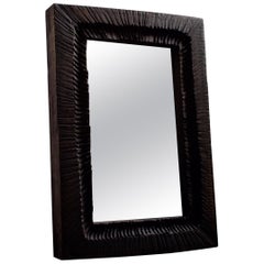 Contemporary Brutalist Style Wall Mirror in Solid Oak