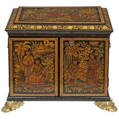 Exceptional Regency Black Miniature Japanned Cabinet