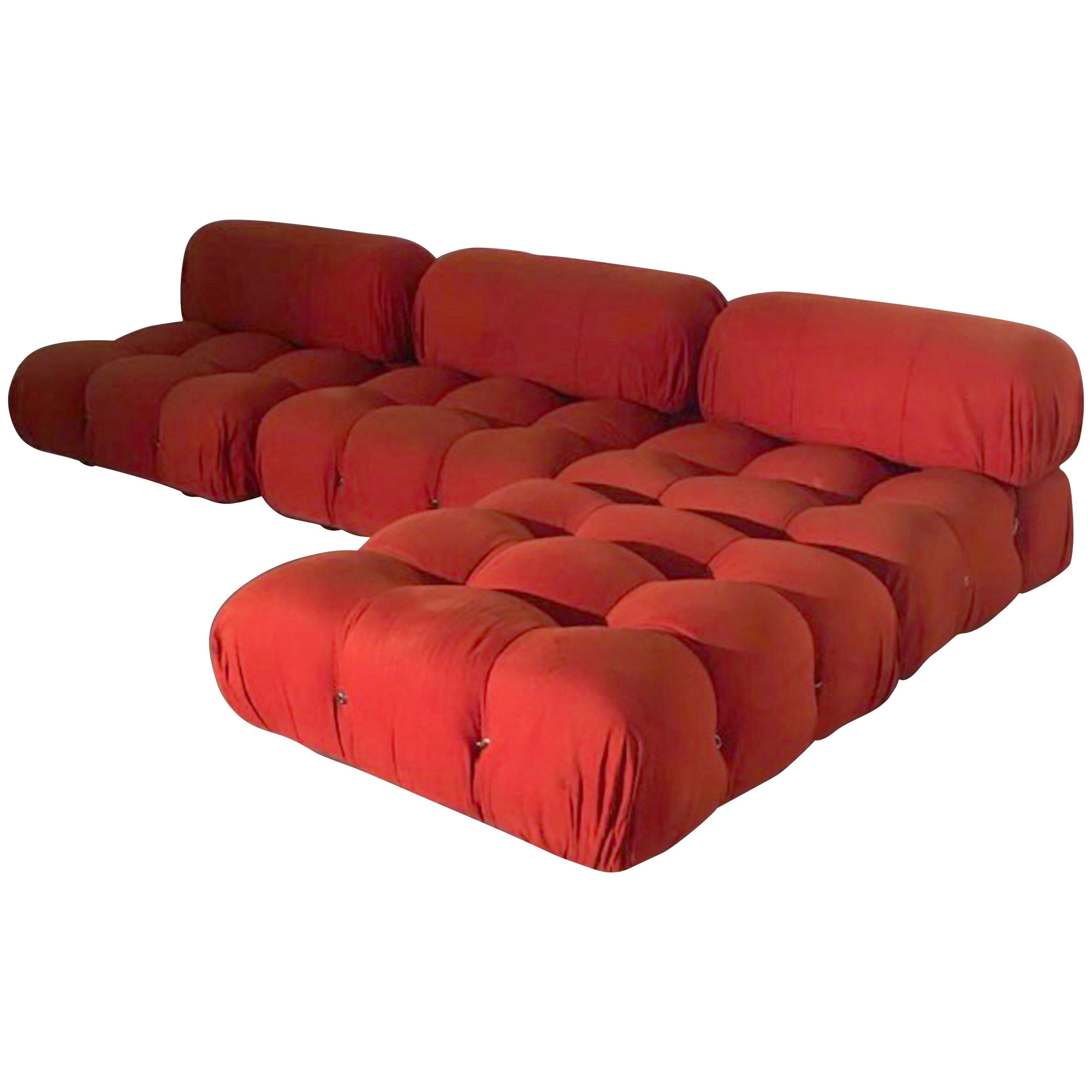 Mario Bellini B&B Italia, Camaleonda Sofa Set in Orange Upholstery, 1970