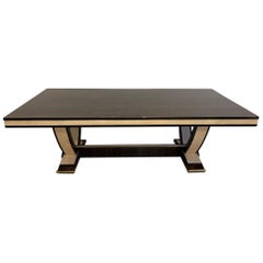 Exclusive French Art Deco Palmwood and Parchment Dining Table