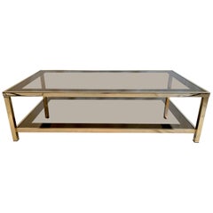 Vintage 23-Karat Gold-Plated Two-Tier Coffee Table by Belgo Chrome