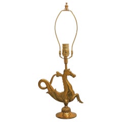 Marine Horse Shaped Bronze Table Lamp by Maison Baguès