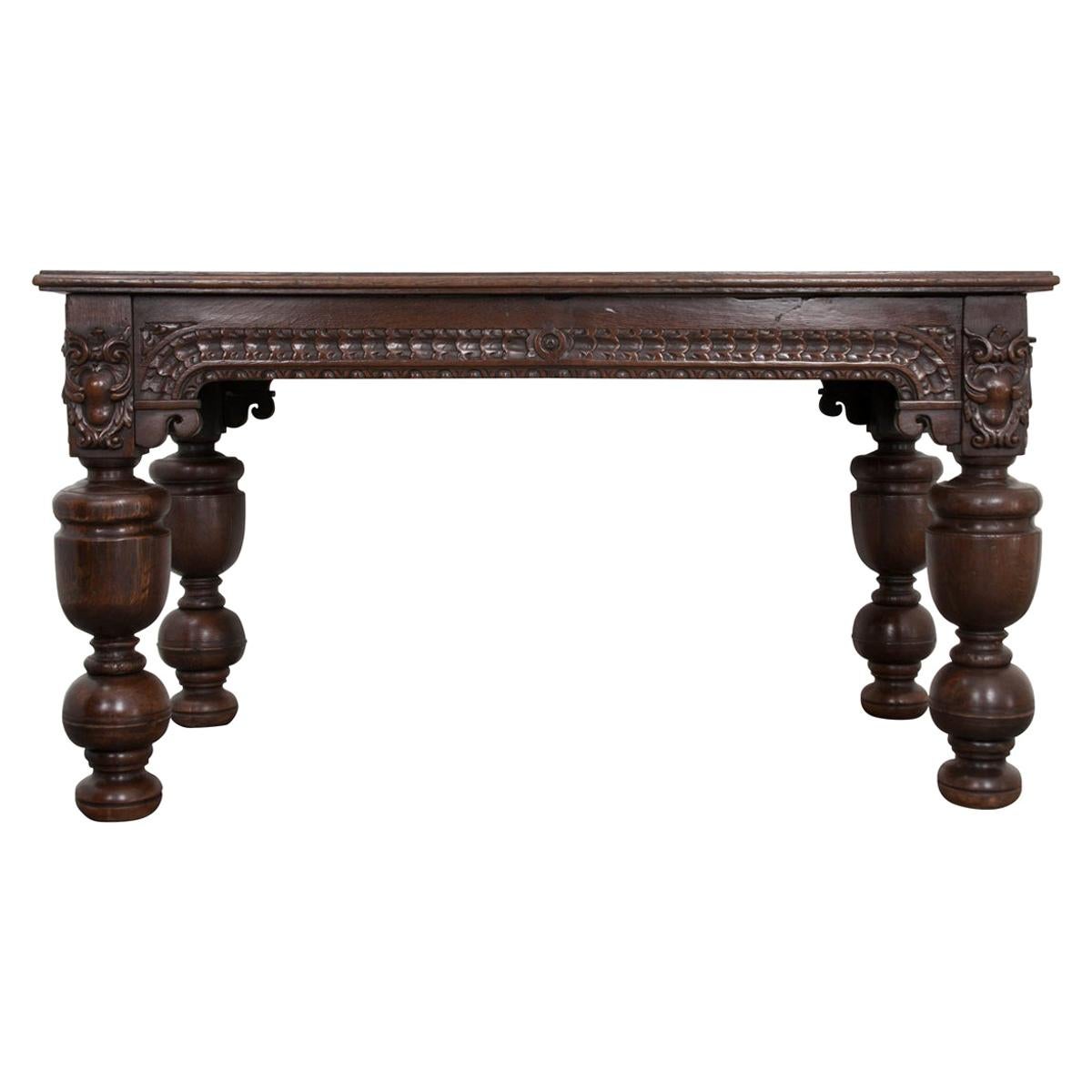 French 18th Century Hand Carved Oak Refectory Table