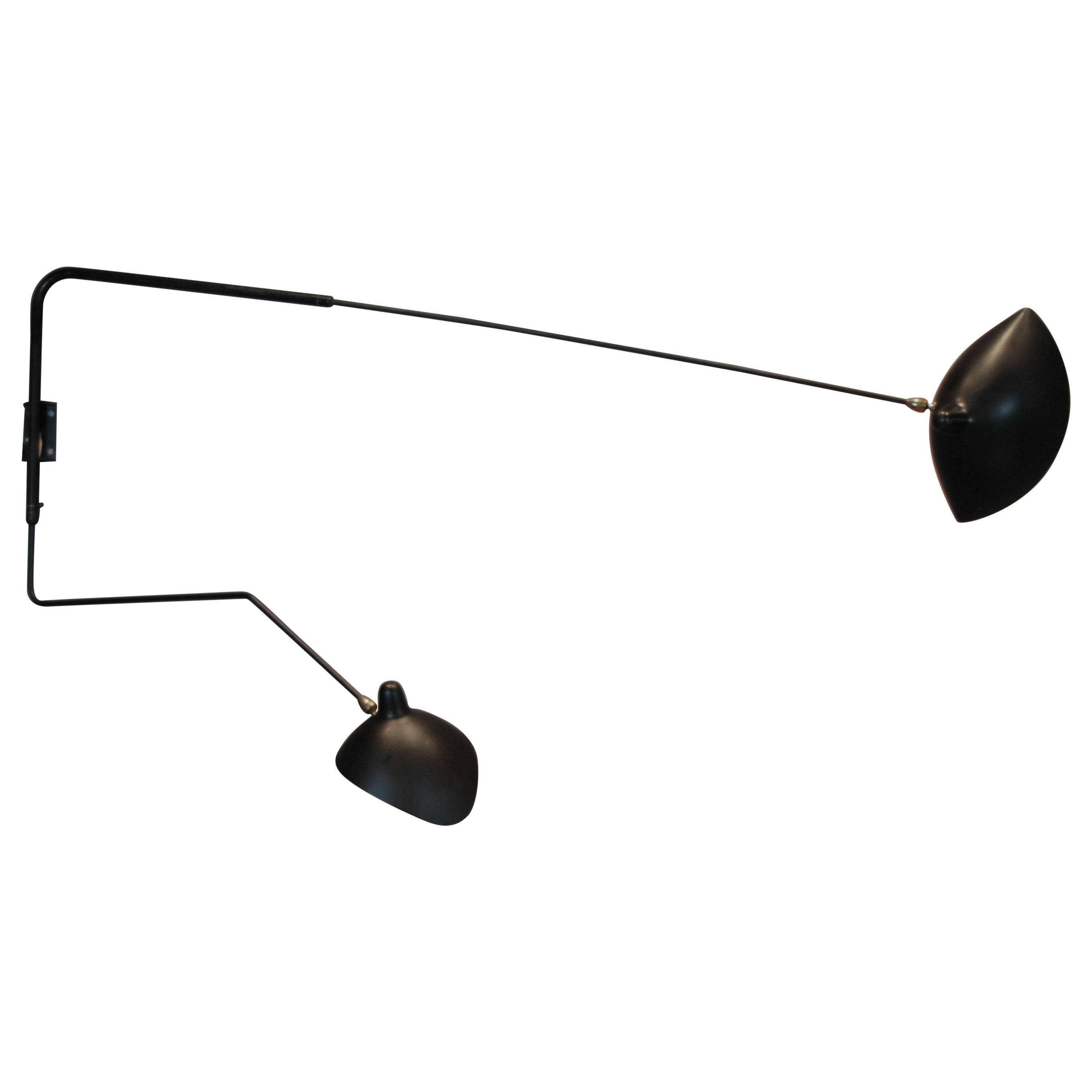 Lampe originale Serge Mouille avec deux bras pivotants, 1954