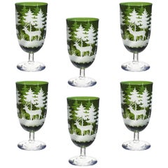 Ensemble de six verres à vin de la Forêt-Noire décorés de chasse Sofina Boutique Kitzbuehel