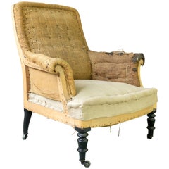 French 19th Century Armchair in Burlap and Muslin