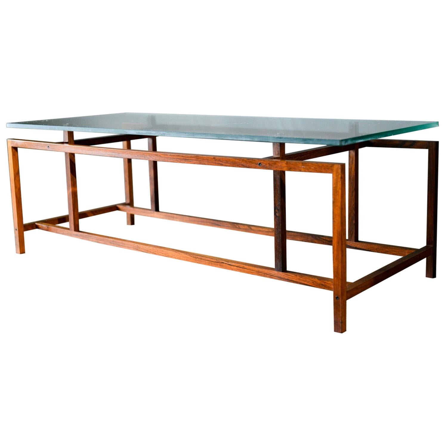 Rosewood and Glass Coffee Table by Henning Norgaard, circa 1965