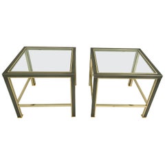 Pair of Brushed Steel and Brass Side Tables from Belgo Chrome, 1980s