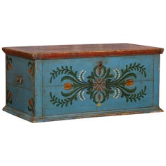 Antique Hungarian Folk Art Painted Trunk