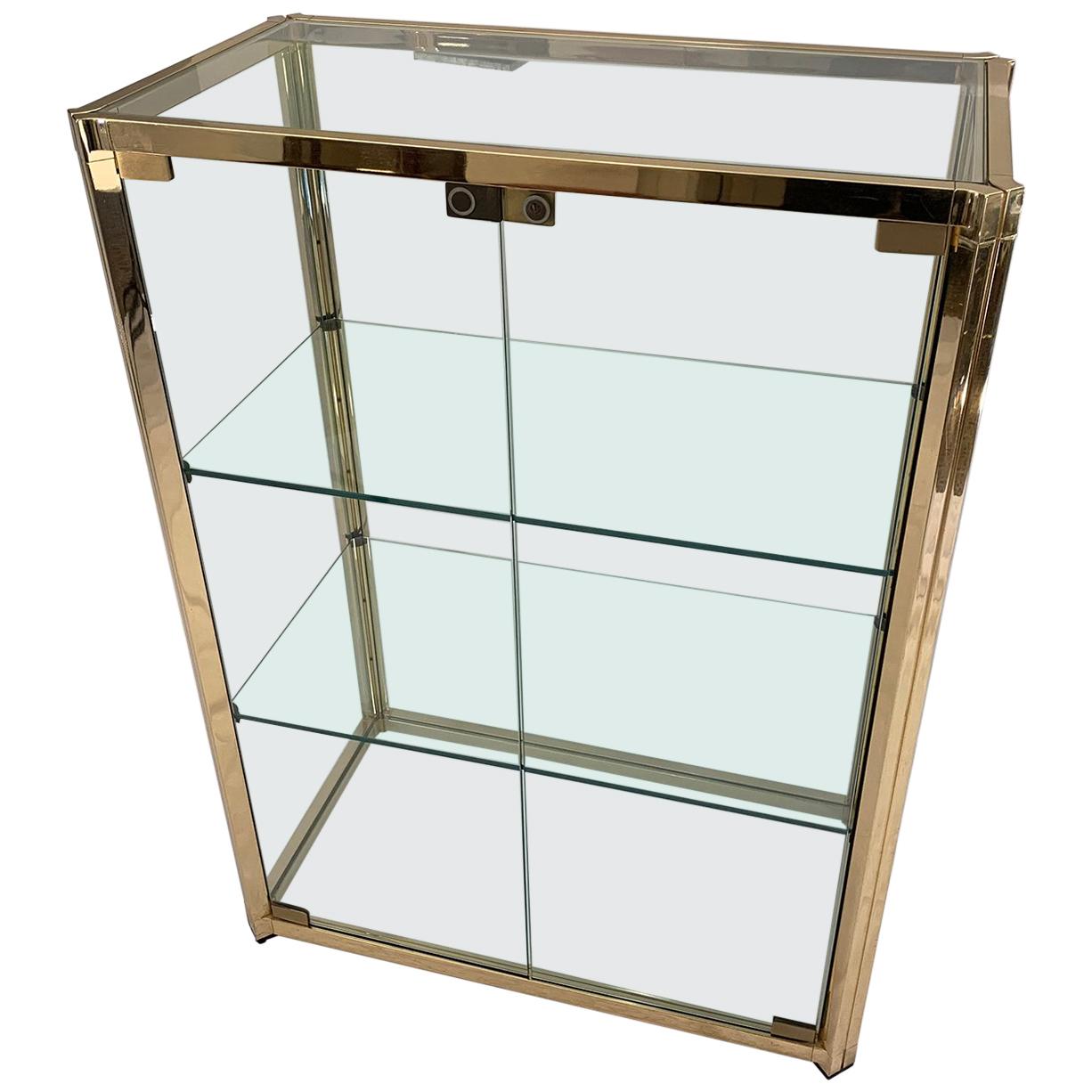 Brass and Glass Vitrine For Sale