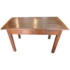 French XIX Small Fruitwood Country Breakfast Table with One Small Center Drawer